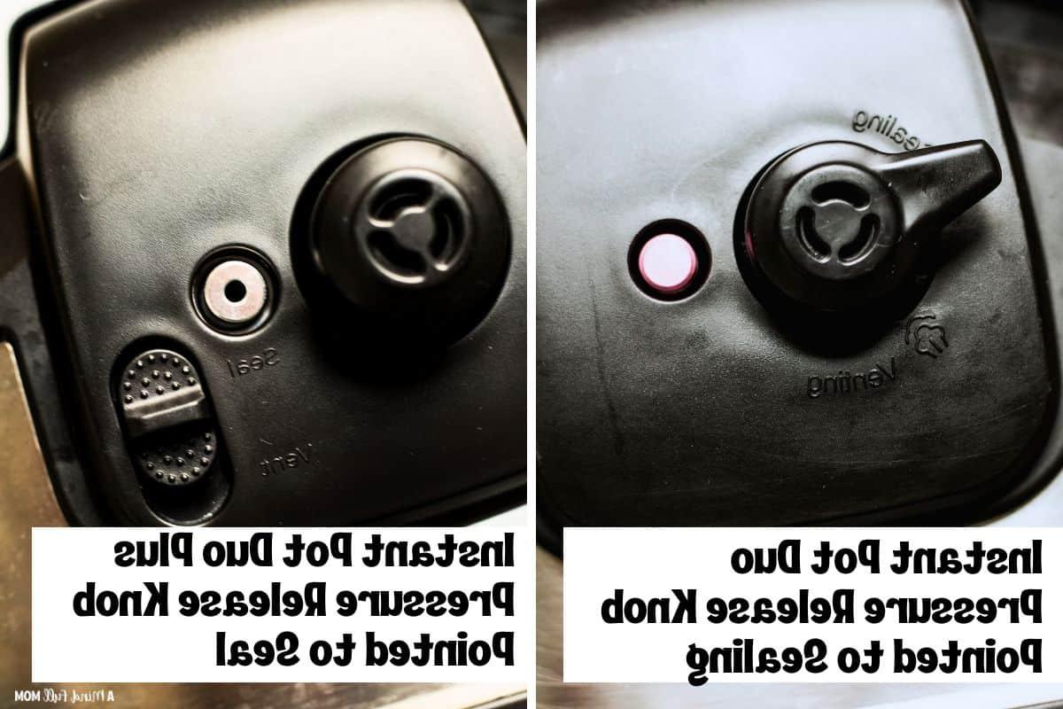 Bilder nebeneinander, die die gesicherten Deckel von Instant Pot Duo und Instant Pot Duo Plus zeigen.