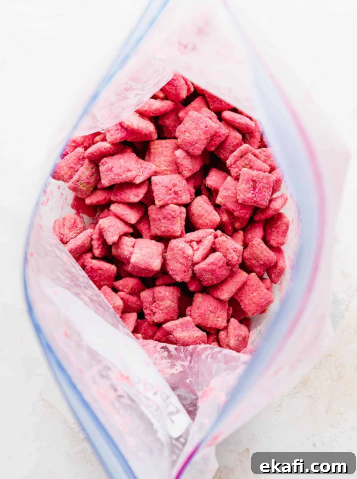 Ροζ Λασπώδεις Μπουκιές 8 Ροζ επικαλυμμένα muddy buddies σε μια σακούλα ziplock.