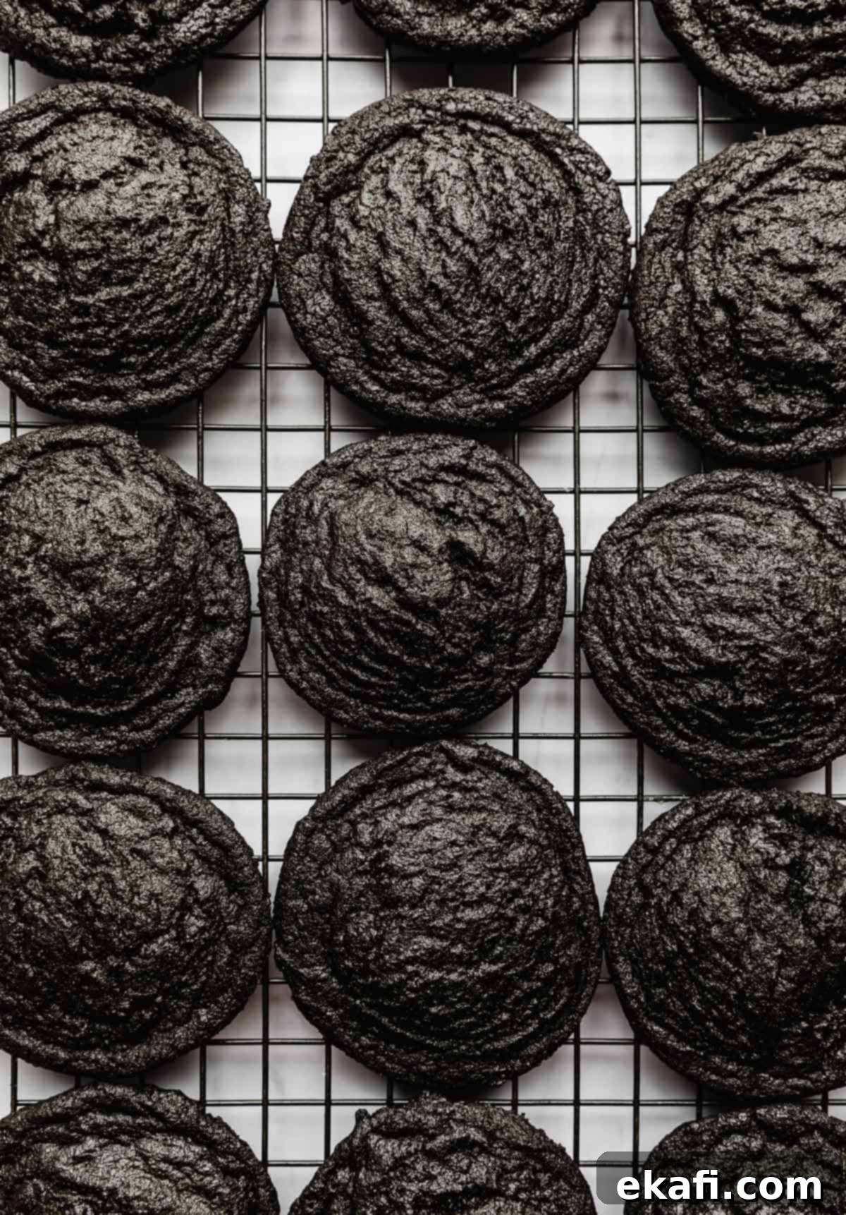 Craft Your Own Chocolate Cream Sandwiches 9 Baked Homemade Oreo Cookies on a wire cooling rack.