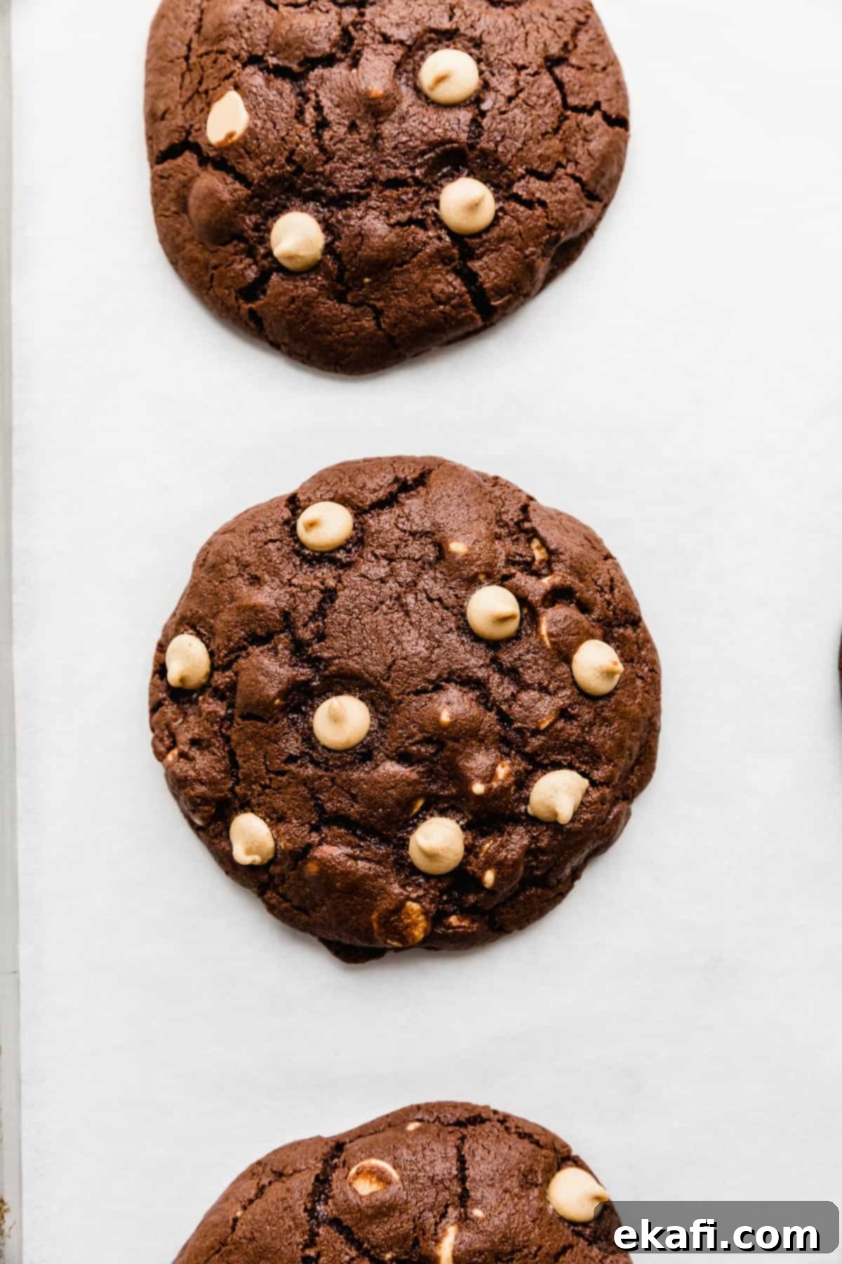 Decadent Peanut Butter Chocolate Chip Cookies 7 A stack of delicious Chocolate Peanut Butter Chip Cookies on a clean white background, highlighting their soft texture and generous chip distribution.