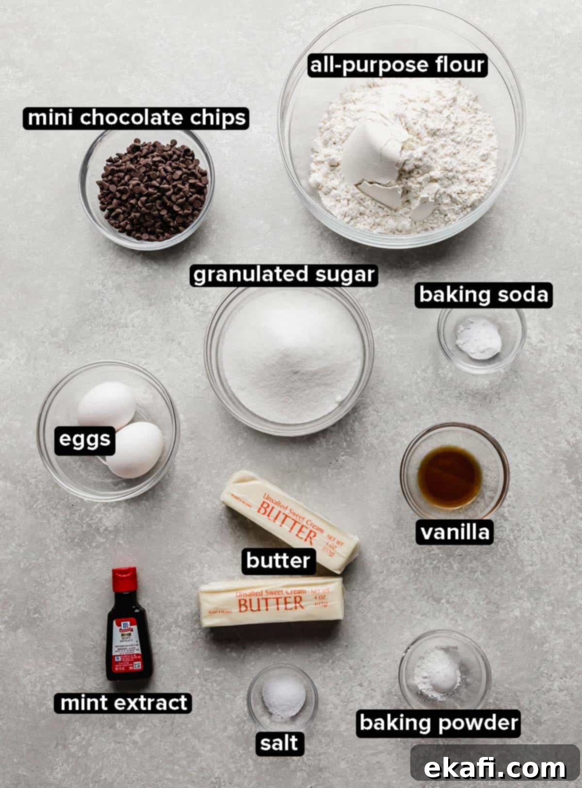 Crumbl's Mint Chip Ice Cream Cookie Delight 3 Ingredients used to make a Copycat Crumbl Mint Chip Ice Cream Cookie.