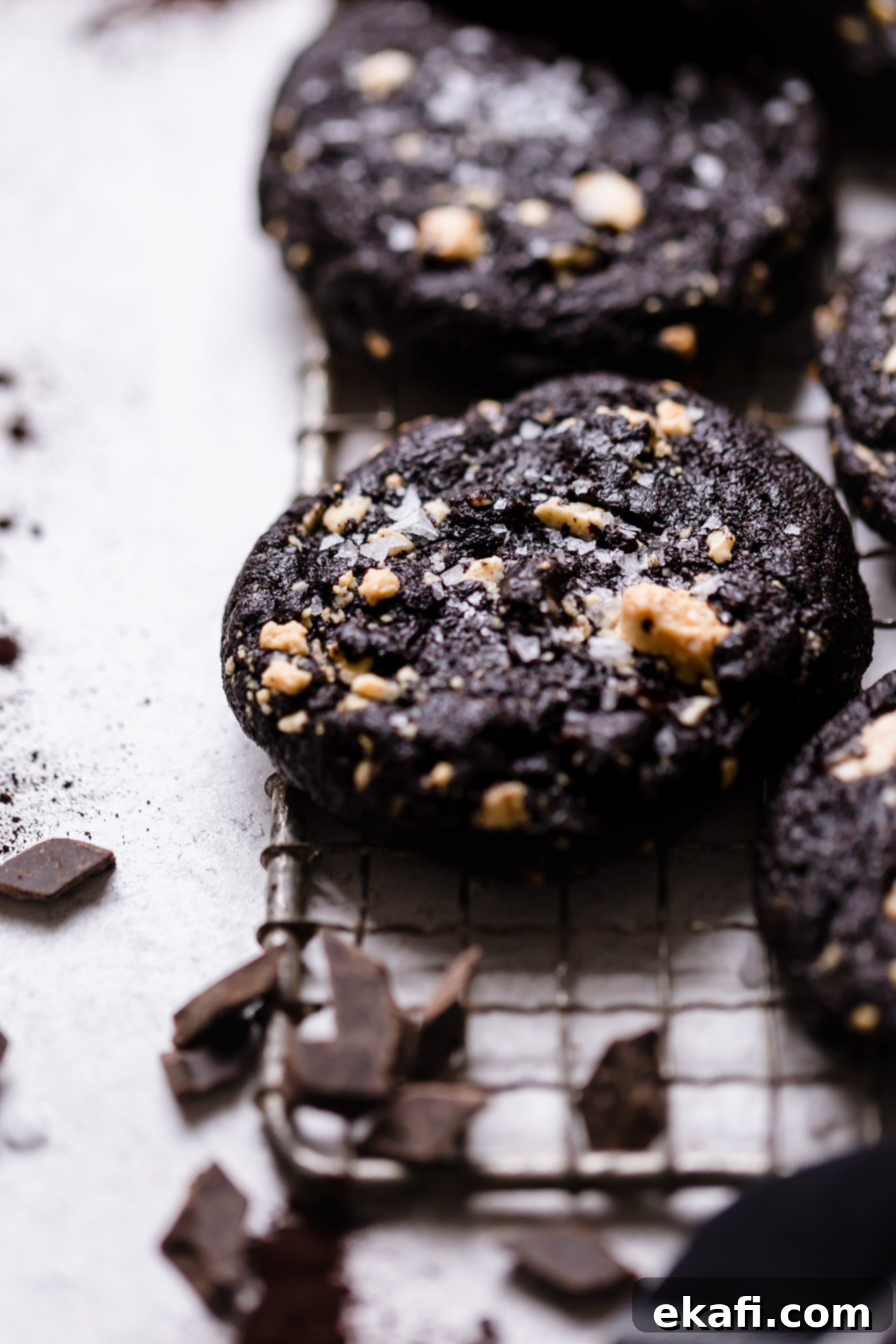 Deep & Dark Black Cocoa Delights 10 Bittersweet Chocolate Cookies (+ Caramelized White Chocolate) - Plays Well With Butter