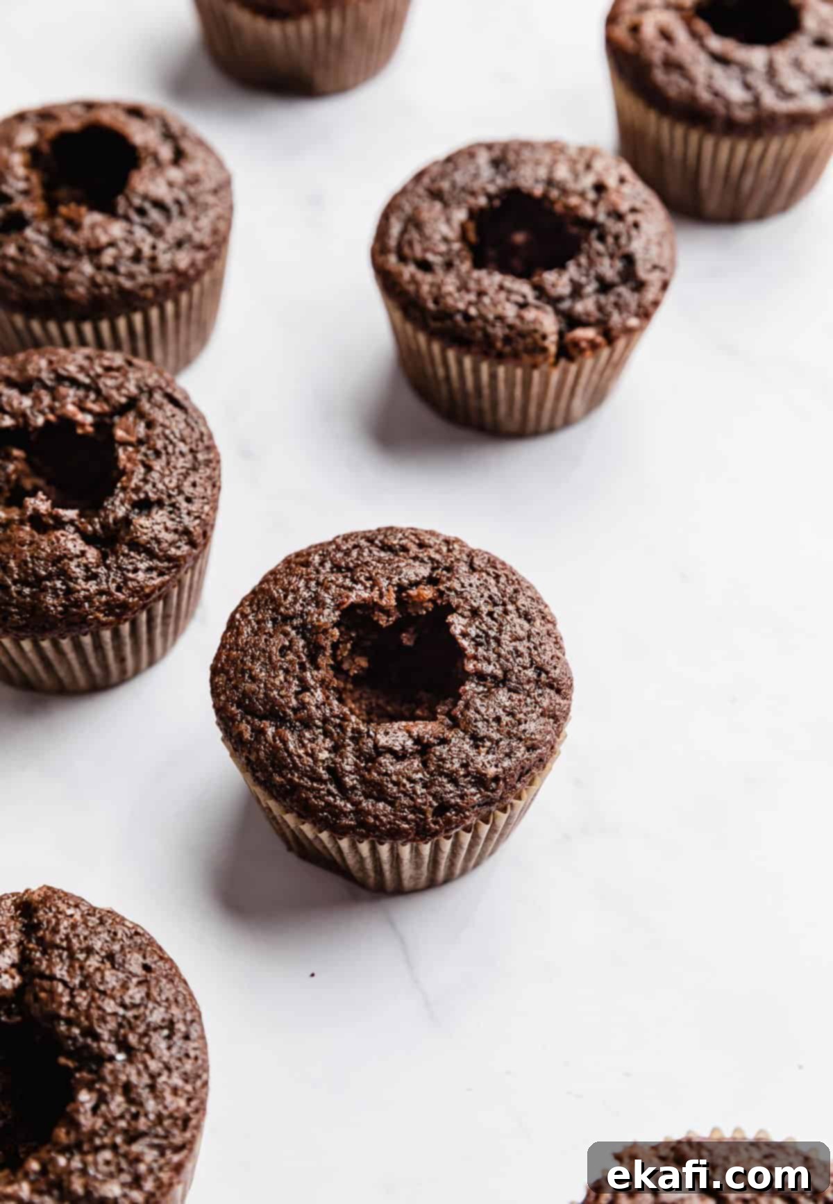Decadent Ferrero Rocher Cupcakes 8 A chocolate hazelnut cupcake with the core removed.