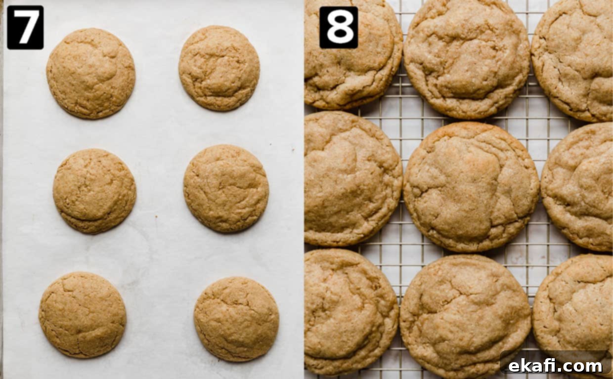 Sweet Graham Cracker Delights 6 Two photos: left shows six baked Graham Cracker Cookies on a white background, right photo is Graham Cracker Cookies on a wire cooling rack.