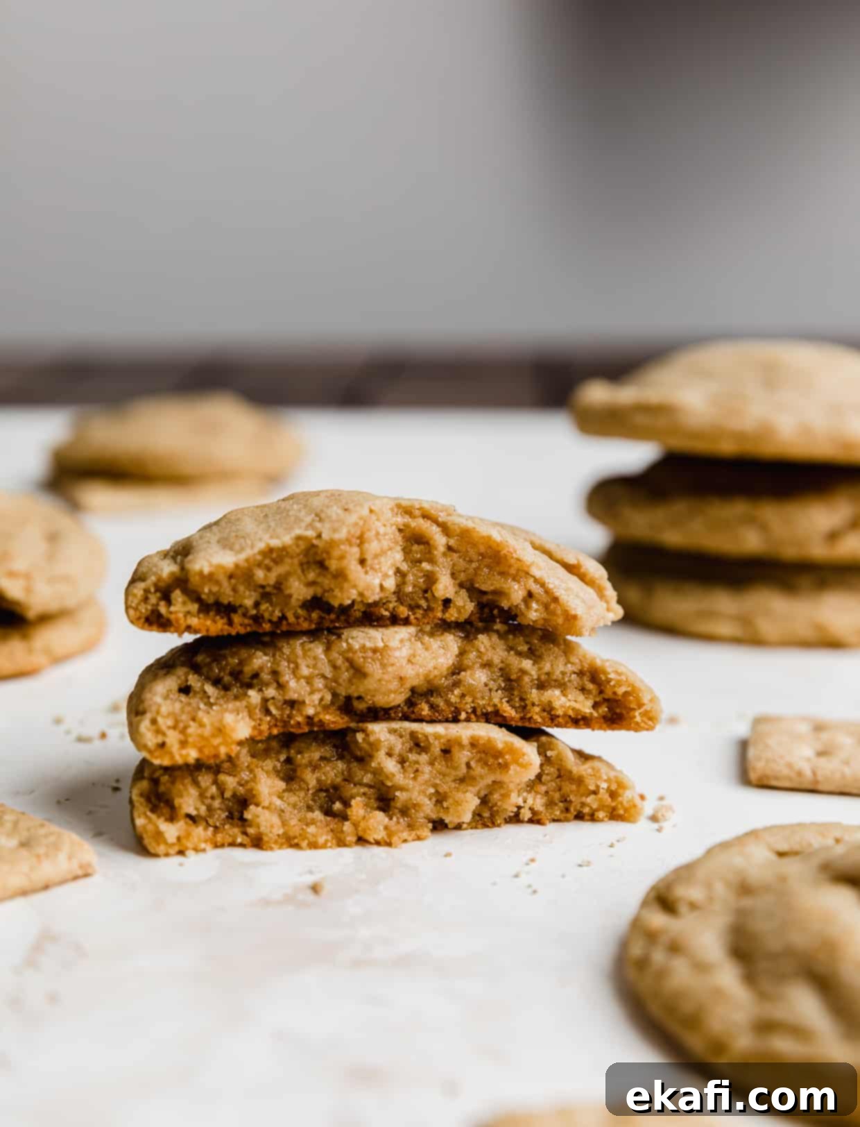 Sweet Graham Cracker Delights 7 Three Graham Cracker Cookie halves stack on top of each other.