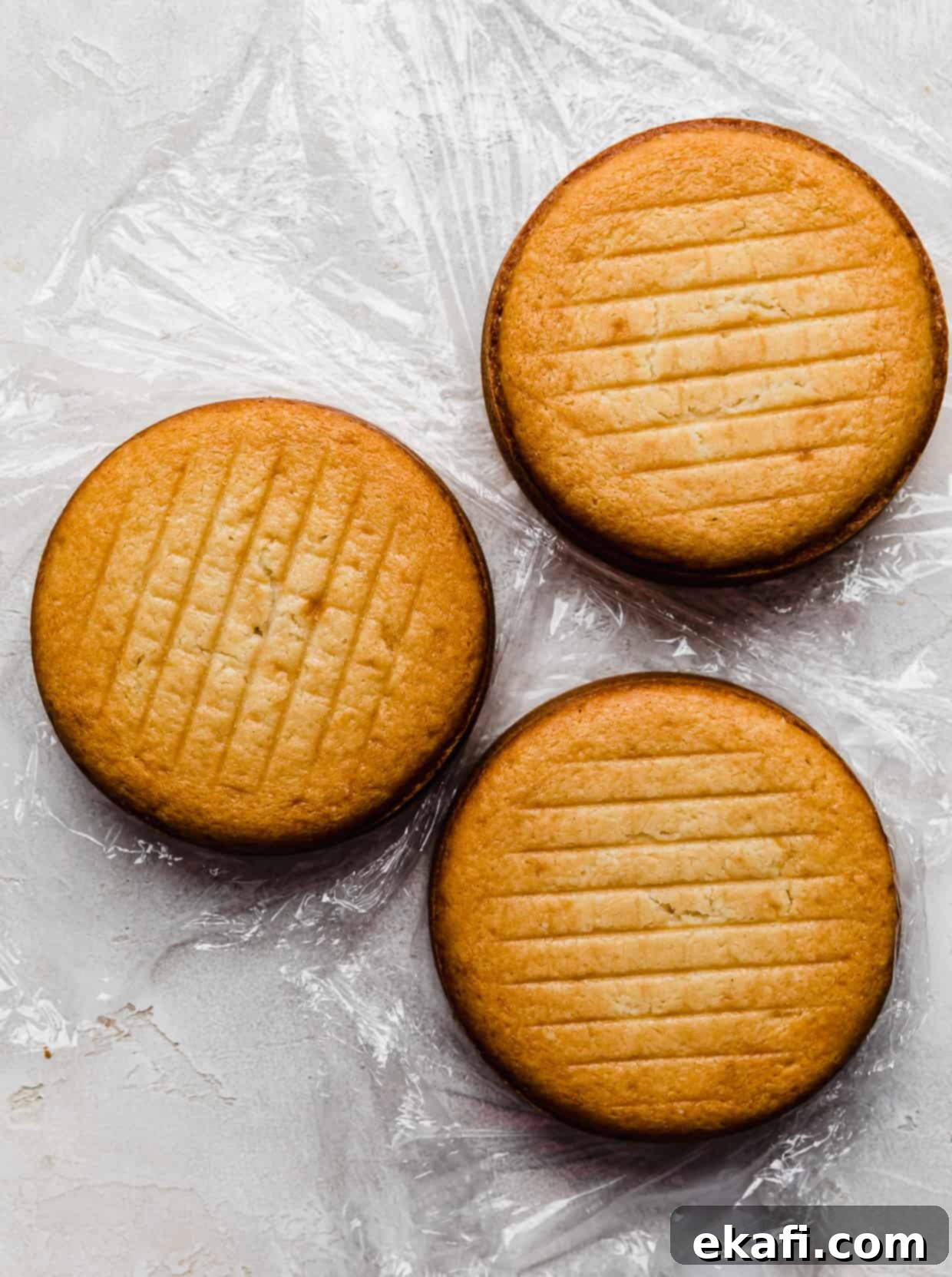 Golden Oreo Dream Cake 5 three round Golden Oreo Cakes on a white background.