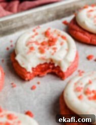 Blush Velvet Crumbl Delights 12 A Pink Velvet Cookie topped with frosting and pink cookie crumbs.