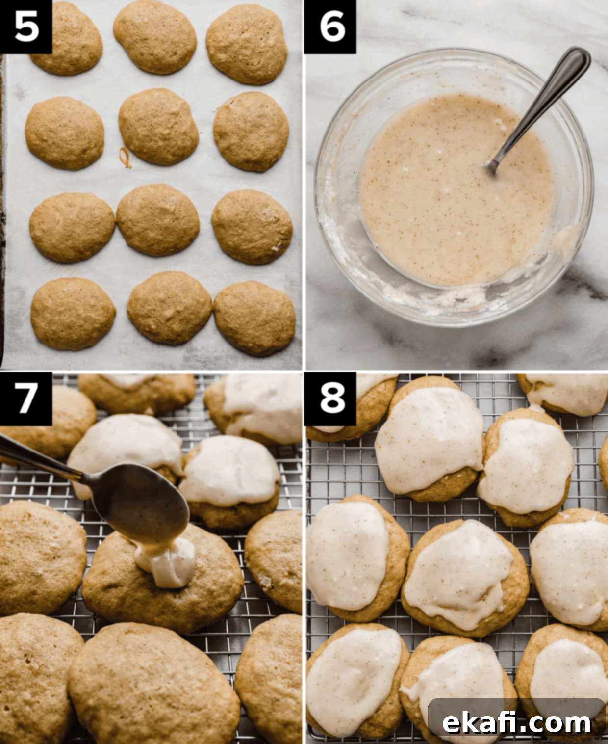 Sweet Frosted Banana Cookies 5 Banana cookies frosted with a brown butter frosting.