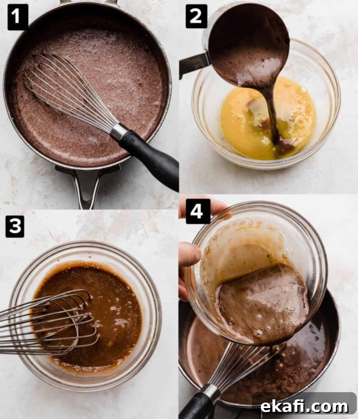 Easy Homemade Rocky Road Ice Cream 5 A collage of four photos demonstrating how to make Homemade Chocolate Ice Cream.
