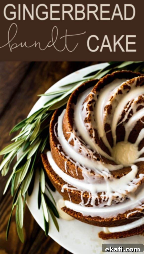 Spiced Gingerbread Bundt Delight 8 A stunning Gingerbread Bundt Cake with intricate details, perfectly baked and ready for the holidays, showcasing its elegant form and rich color.