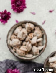 Quick Fix Muddy Buddies 8 A small bowl of muddy buddies, a perfect single serving size.