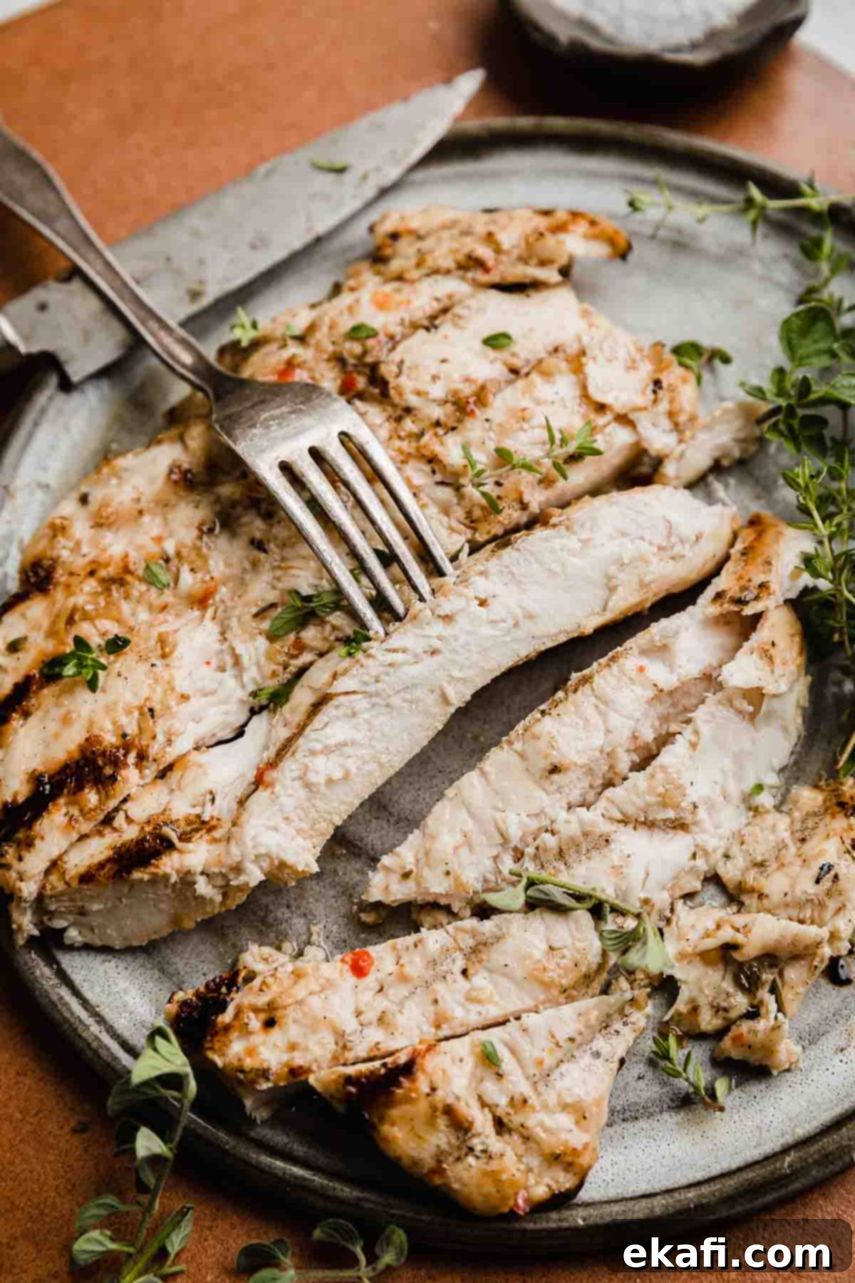 Zesty Italian Grilled Chicken 6 Grilled Italian chicken cut into strips.